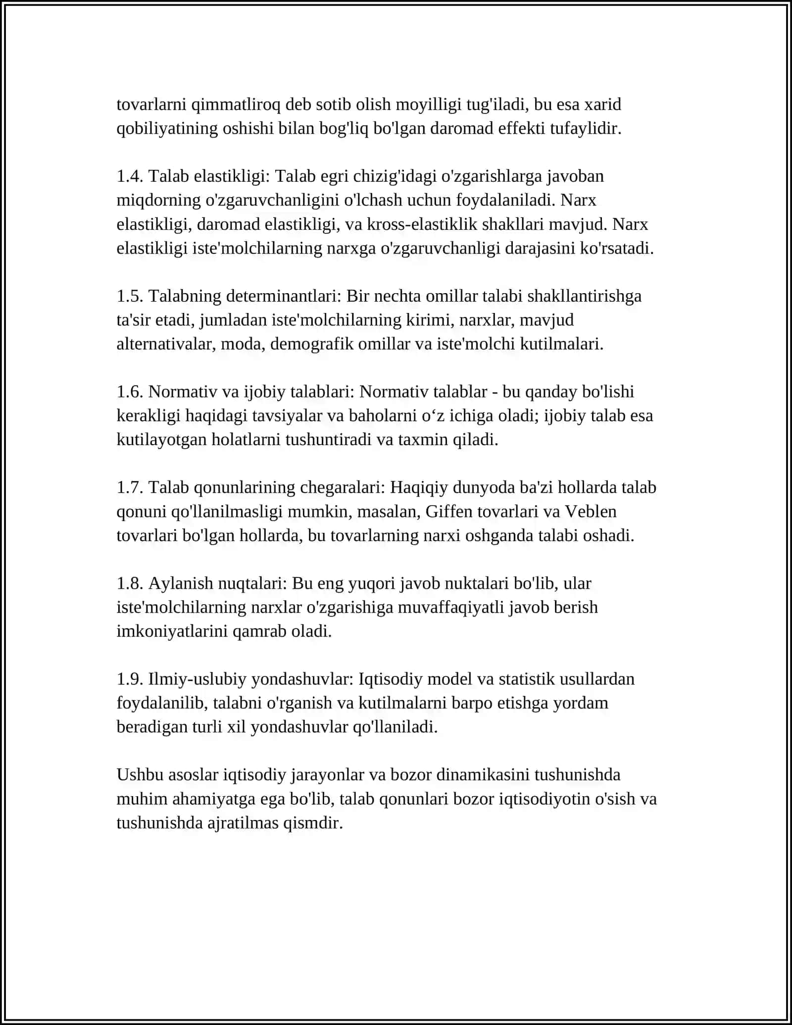 TALAB VA TAKLIF QONUNI NAZARIYA VA AMALIYOT 4
