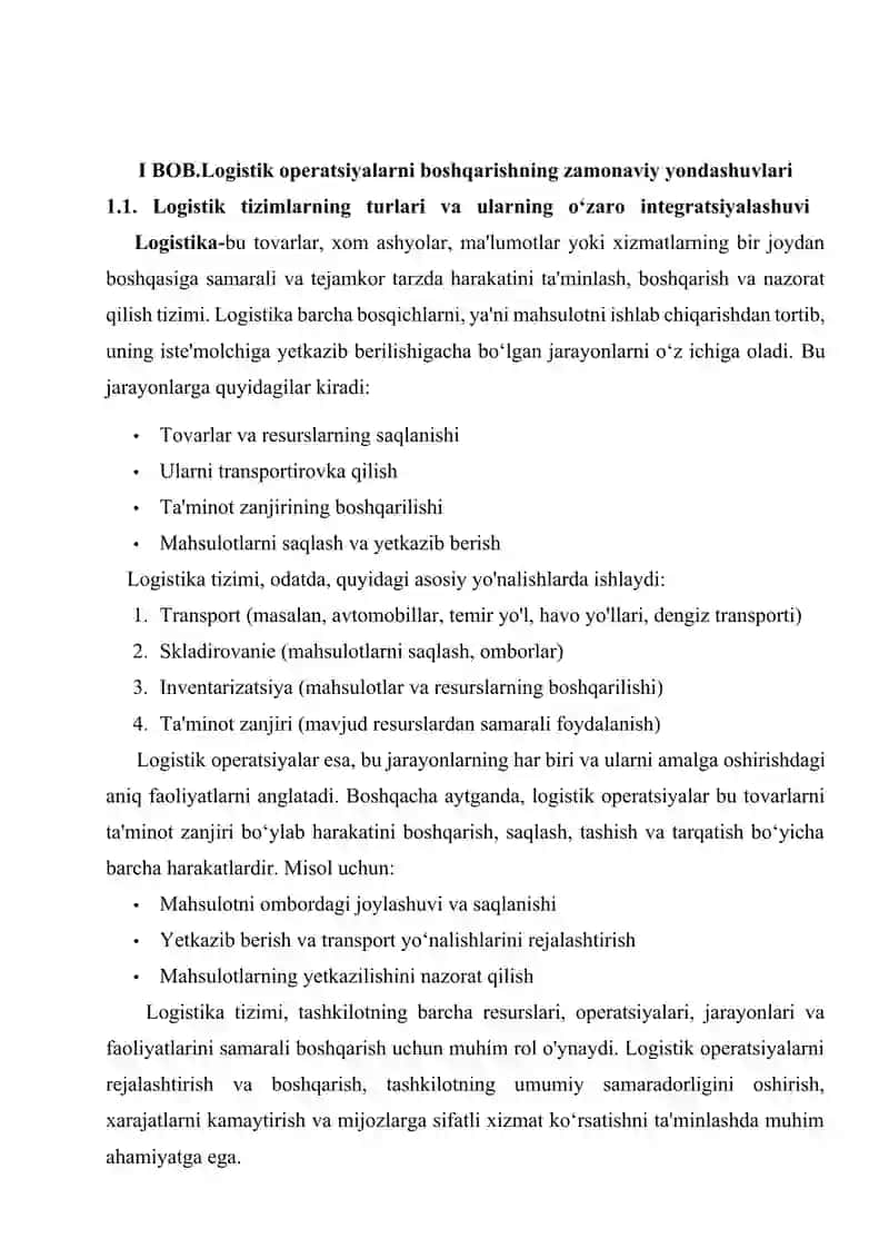 Logistik operatsiyalarni boshqarishning zamonaviy yondashuvlari 4