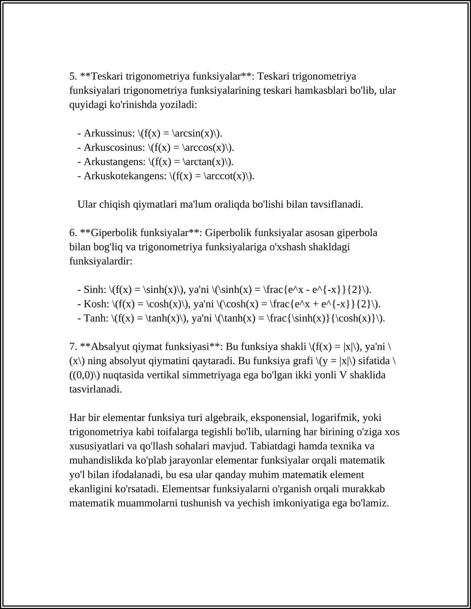 ELEMENTAR FUNKSIYALARNING GRAFIKLARI CHIZMALARI 4