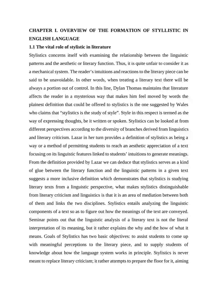 Stylistics in English Literature Course Paper 4