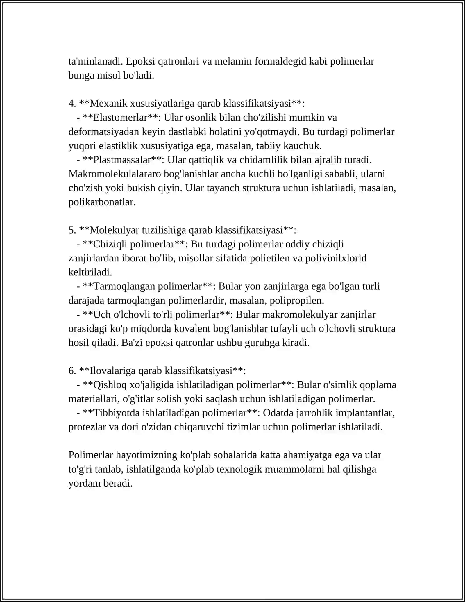 POLIMER BOGʻLOVCHI MATERIALLAR TEXNOLOGIYASI 4