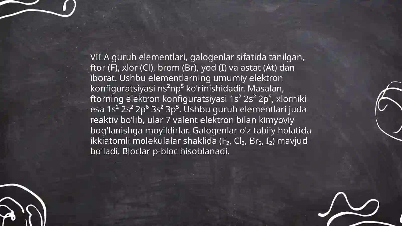 VII A guruh elementlari (Cl2 misolida) 4