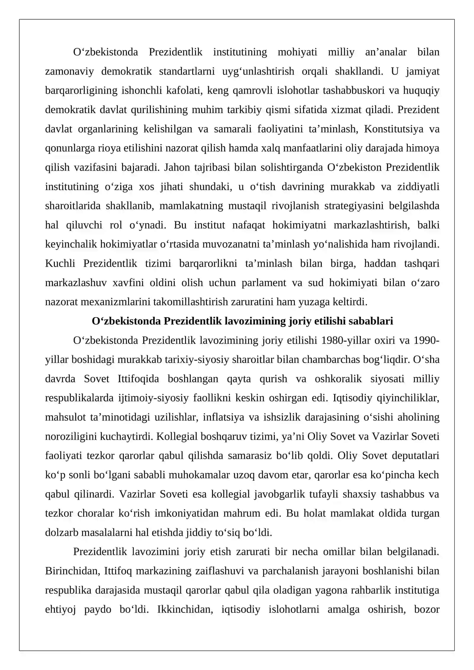 O‘zbekiston Respublikasida parlamentning vujudga kelishi va parlament islohotlari 4
