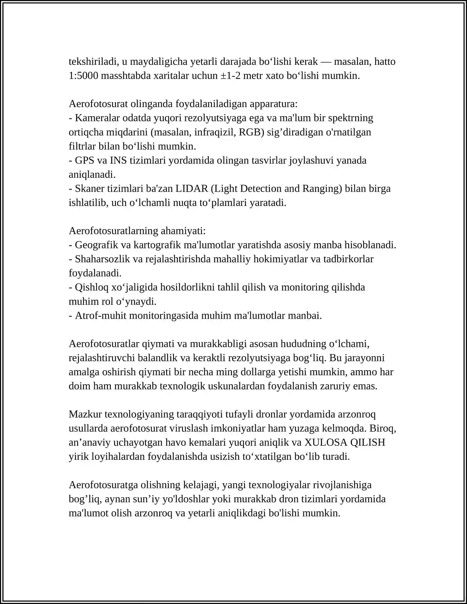 ORTOFOTOPLANLAR TUZISH JARAYONLARI 4