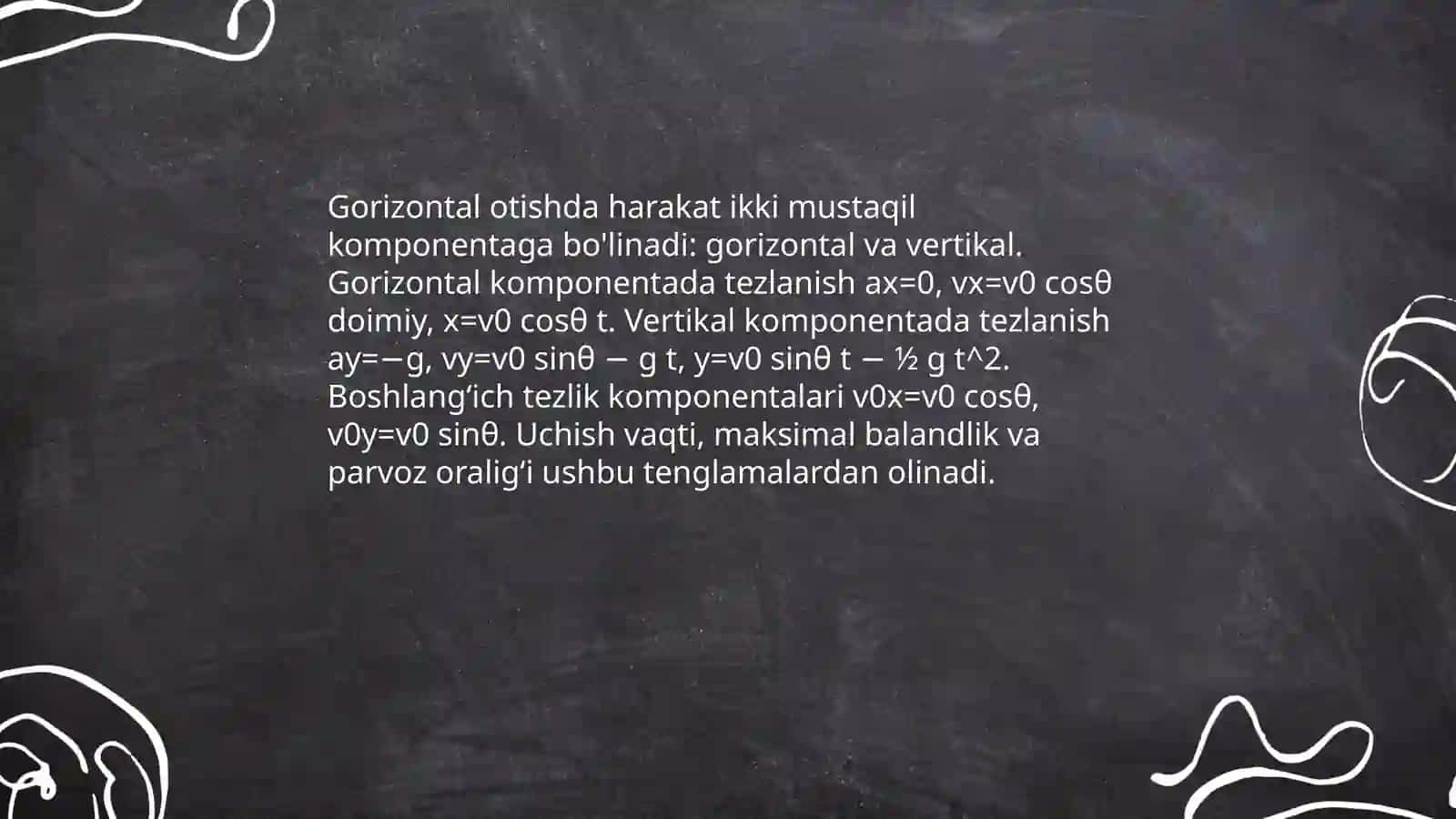 Gorizontal otilgan jism harakati 4