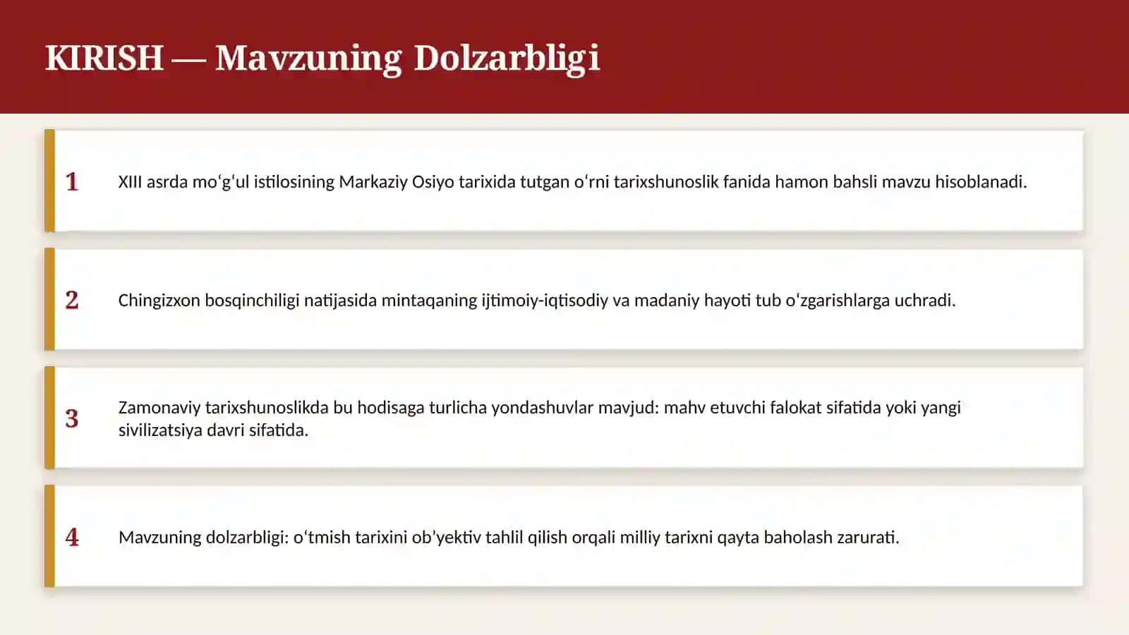 MOʻGʻULLARNING MARKAZIY OSIYOGA HUJUMI TARIXSHUNOSLIGI 4