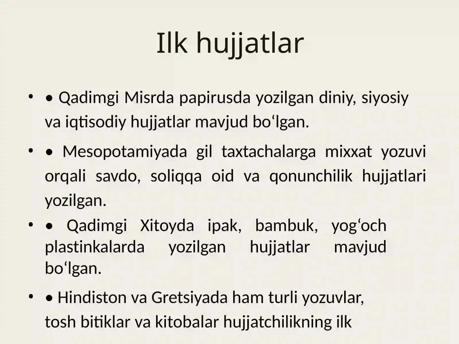 Hujjatlarning Paydo bo'lishi va tarixi 4