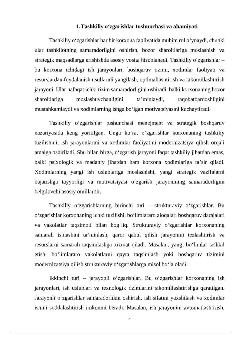 Tashkiliy o'zgarishlar jarayonini boshqarish 4