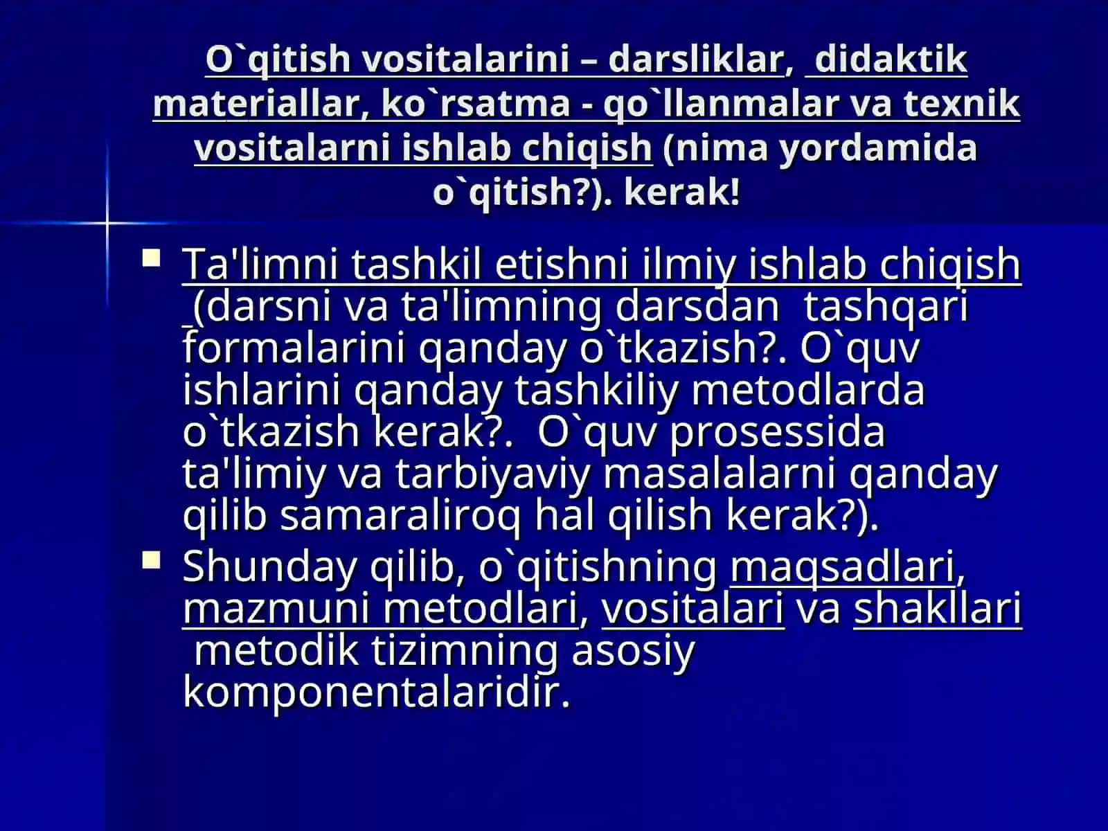 Darslik va o`qitishning tarbiyaviy ahamiyati 4