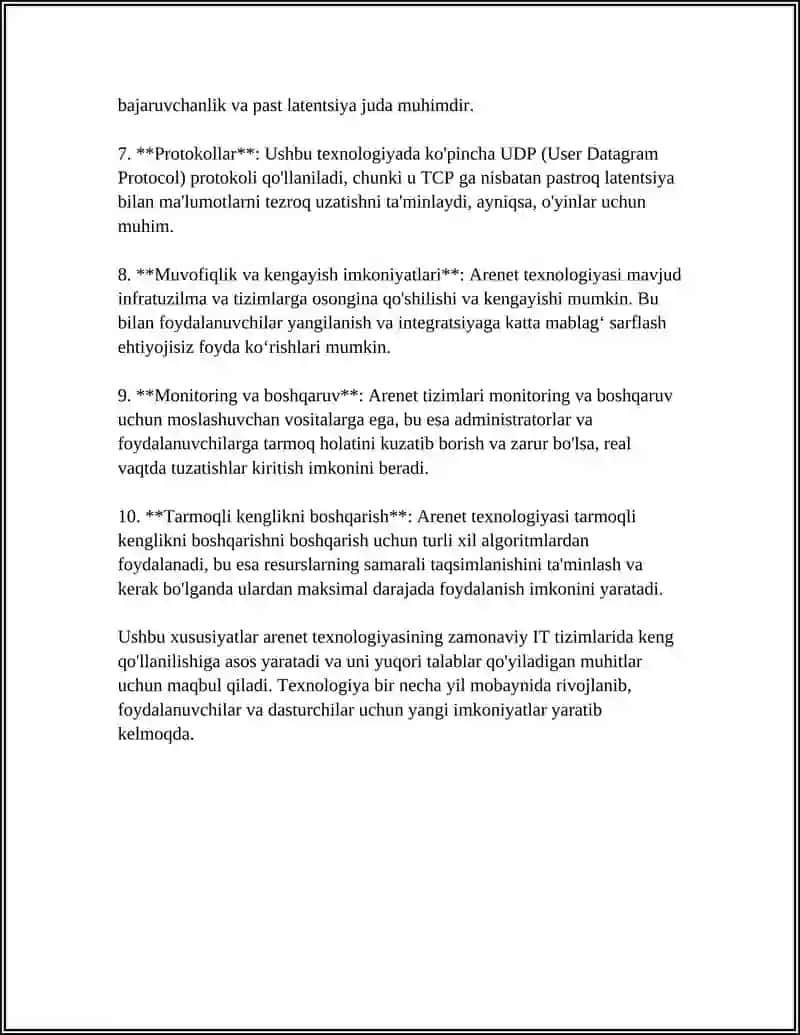 ARENET TEXNALOGIYASI 4
