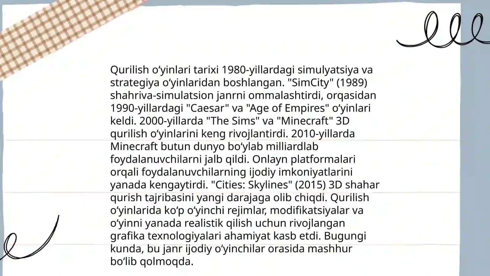 Qurilish o‘yinlari va ularni tashkil etish 4
