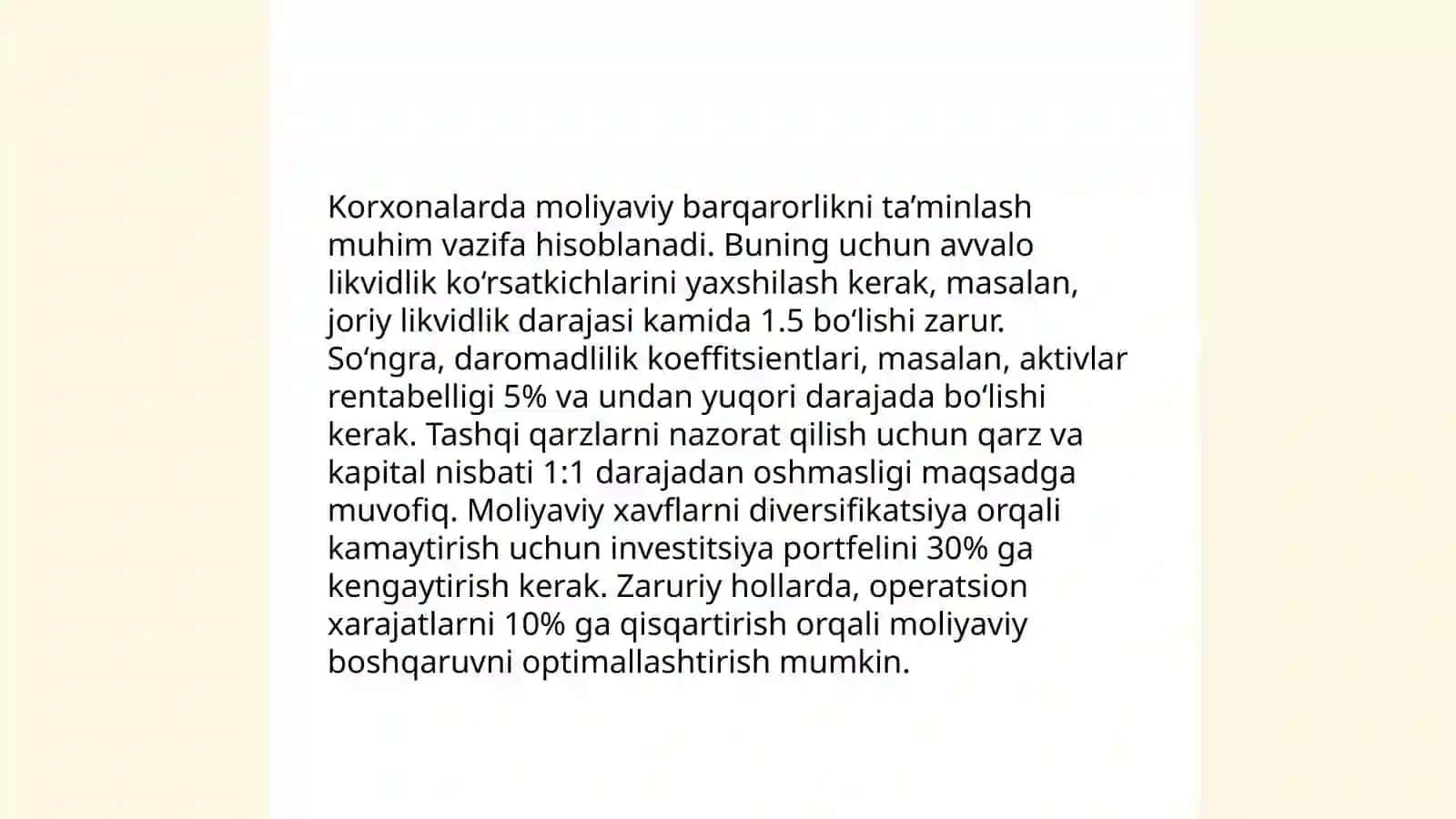 Korxonalarda inqirozga qarshi moliyaviy boshqaruv srtategiyasini ishlab chiqish 4