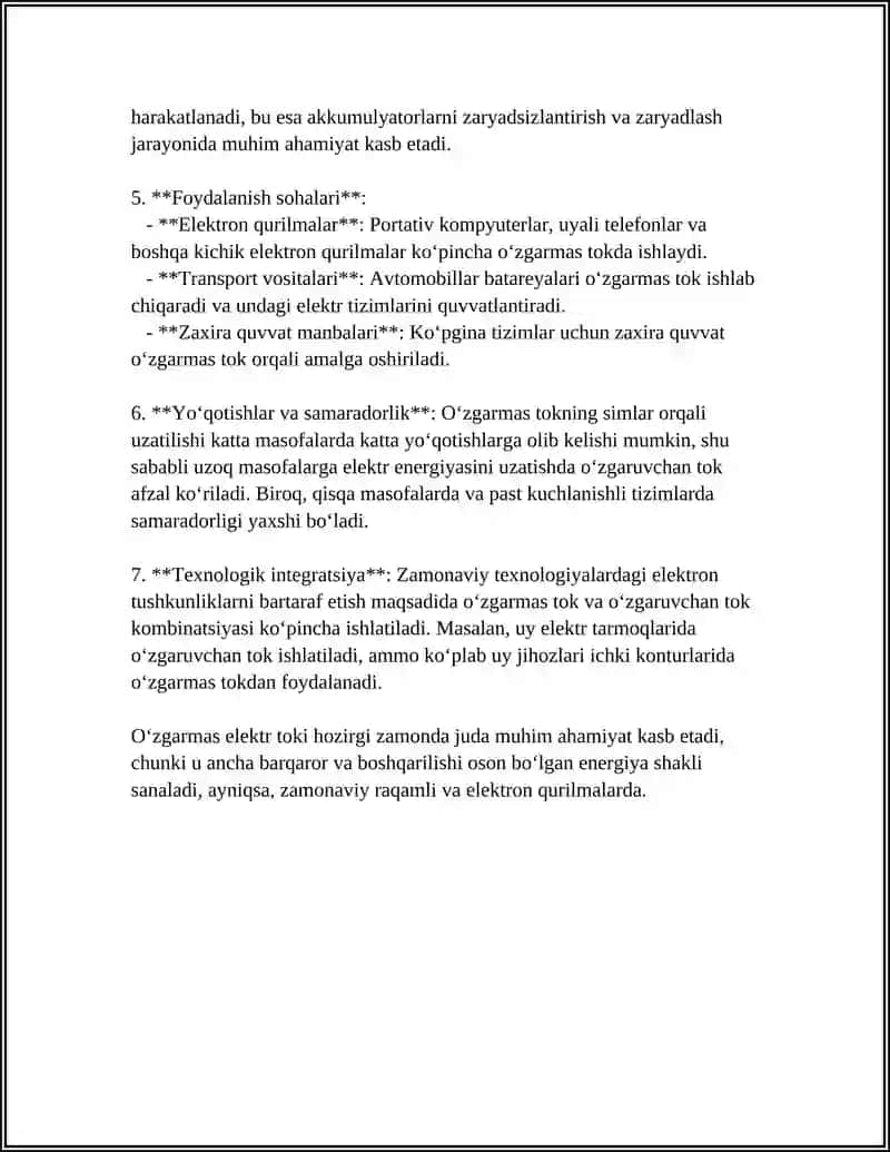 OʻZGARMAS ELEKTR TOKLARI 4