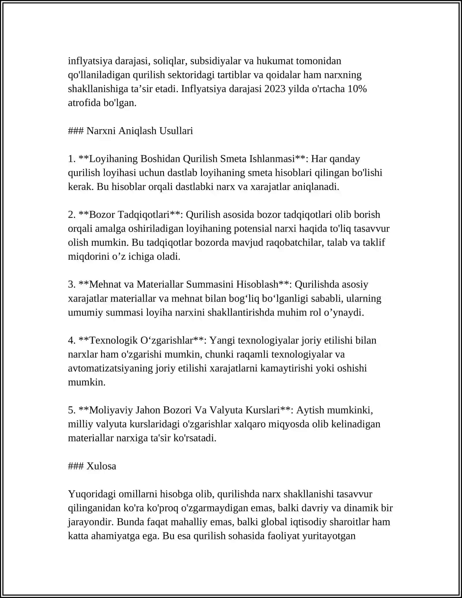 QURILISHDA NARX SHAKLLANISHI VA SMETA ISHI 4