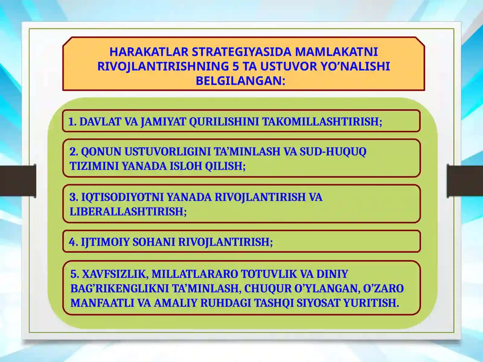 YANGI O'ZBEKISTONNI RIVOJLANTIRISH STRATEGIYASI 4
