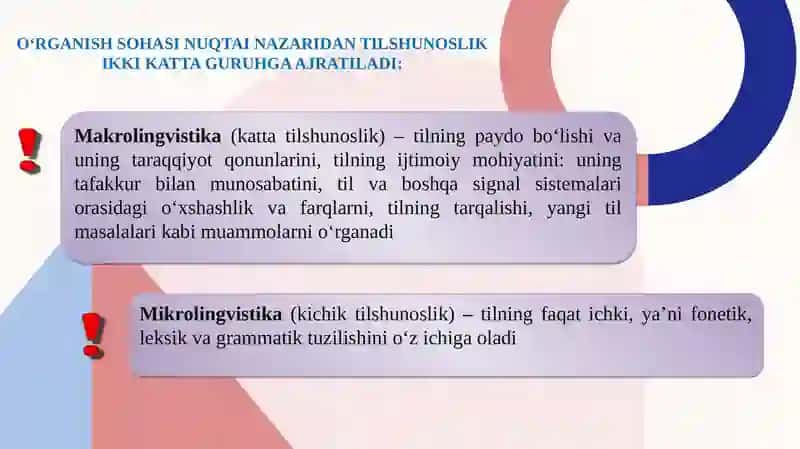 Tilshunoslik fanining oʻrganish obyekti. Tilning paydo boʻlishi. 4