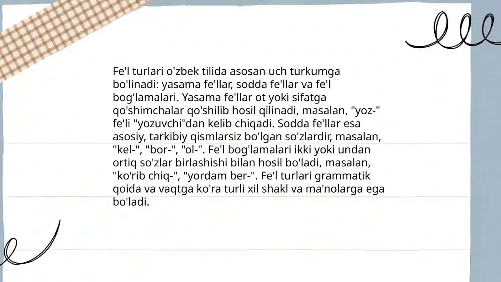 Feʼlning maʼnosi va vazifalari 4
