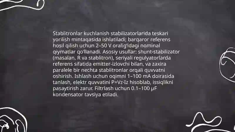 Stablitron, varikap va tunnel diodlar 4