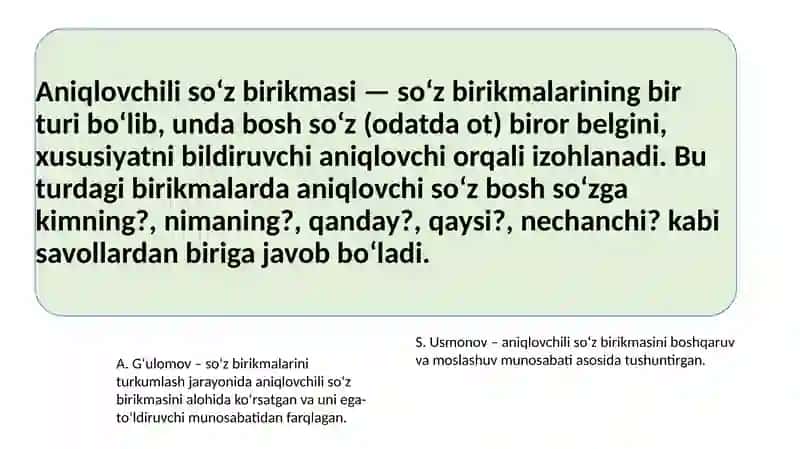 SB DA BOG`LANISH OMILI  ANIQLOVCHILI, TO’LDIRUVCHILI , HOLLI 4