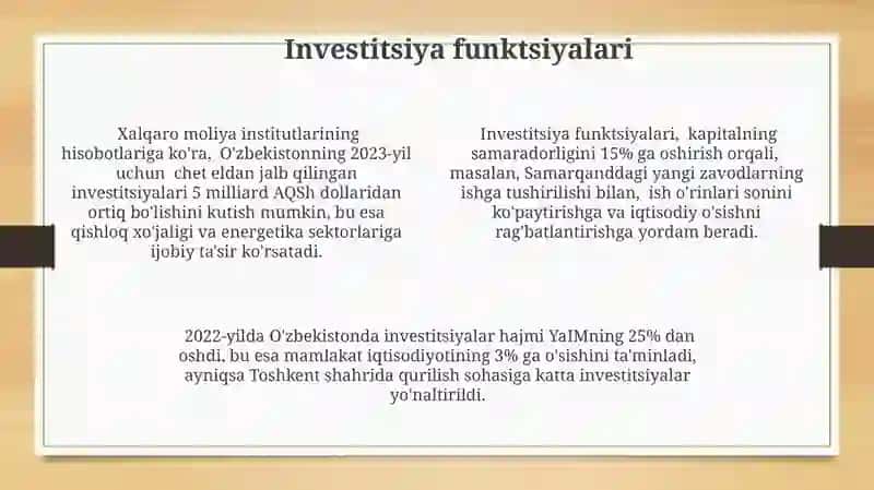 Investitsiya Funktsiyalari 4