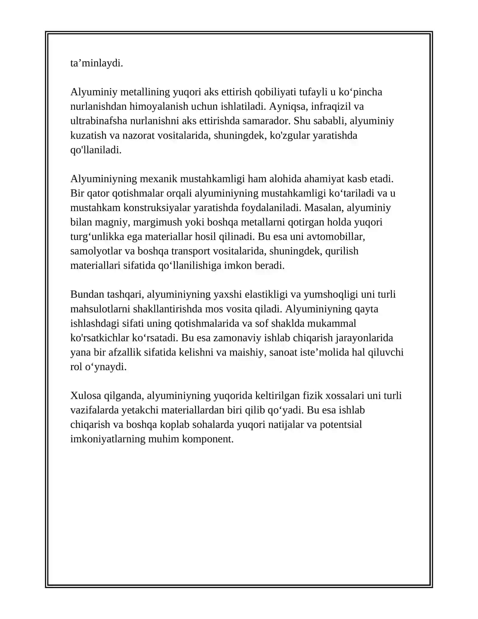 REFERAT ALYUMNIY XOSSALARI 4