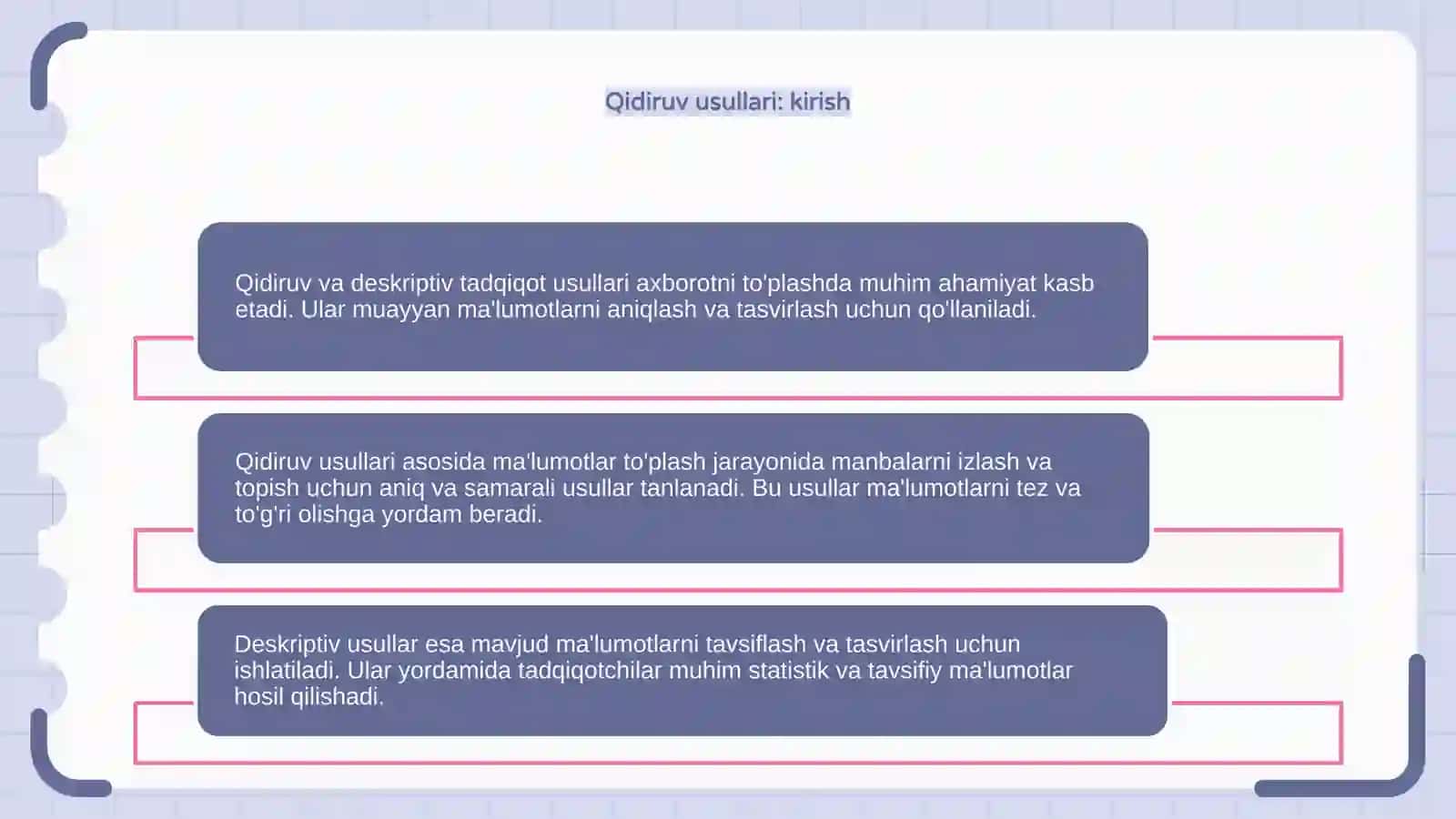 Axborot to'plashning qidiruv va deskriptiv tadqiqot usullari 4