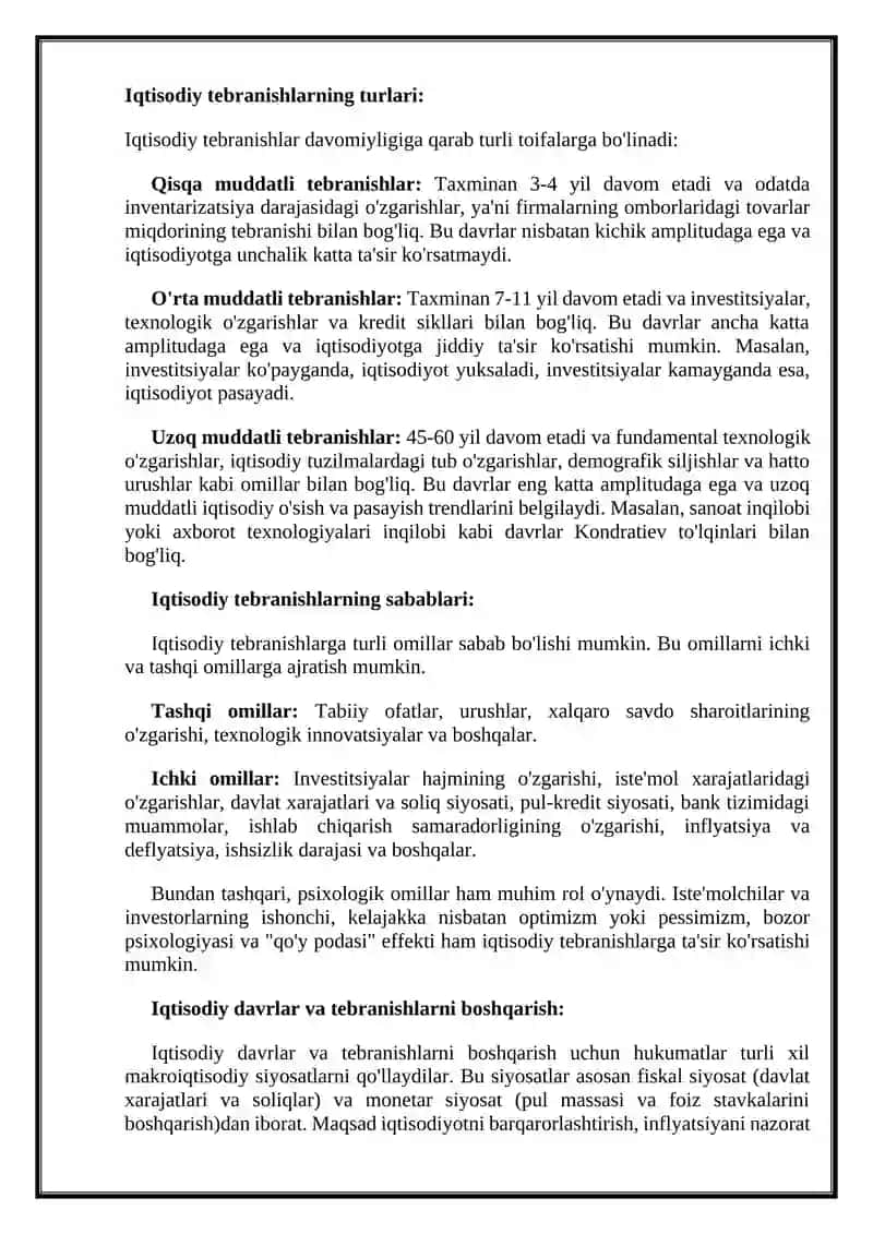 Iqtisodiy davrlar va iqtisodiy tebranishlarning sabablari 4