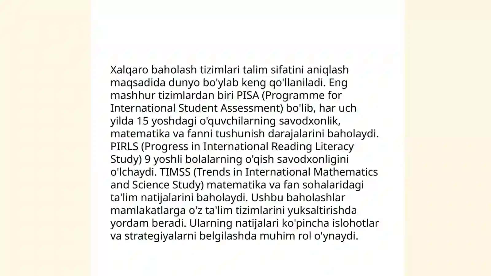 Talim sifatini baholash boyicha xalqaro tadqiqotlar 4