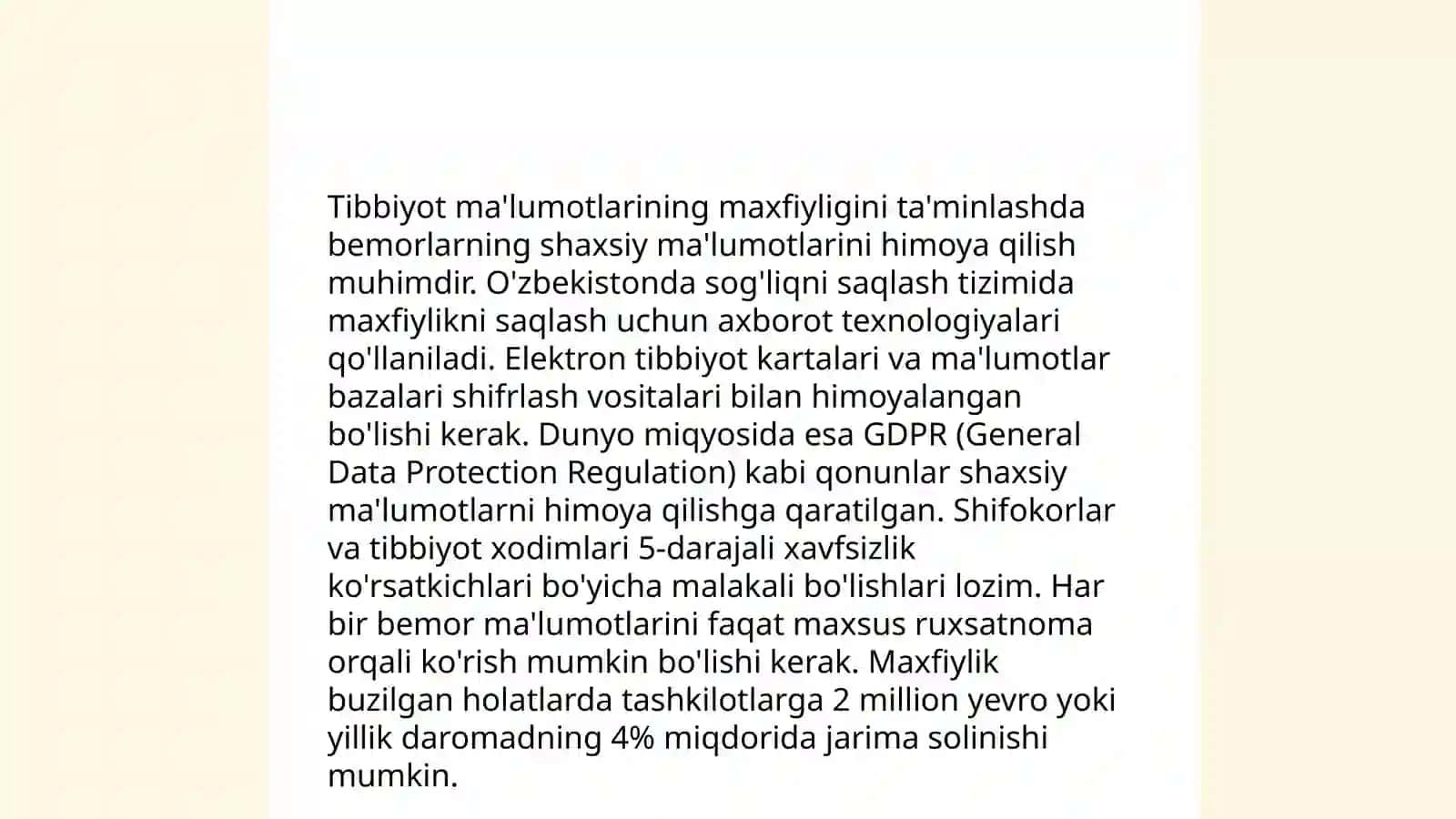 Tibbiyot tizimlarining axborot havfsizligini ta'minlash asoslari 4