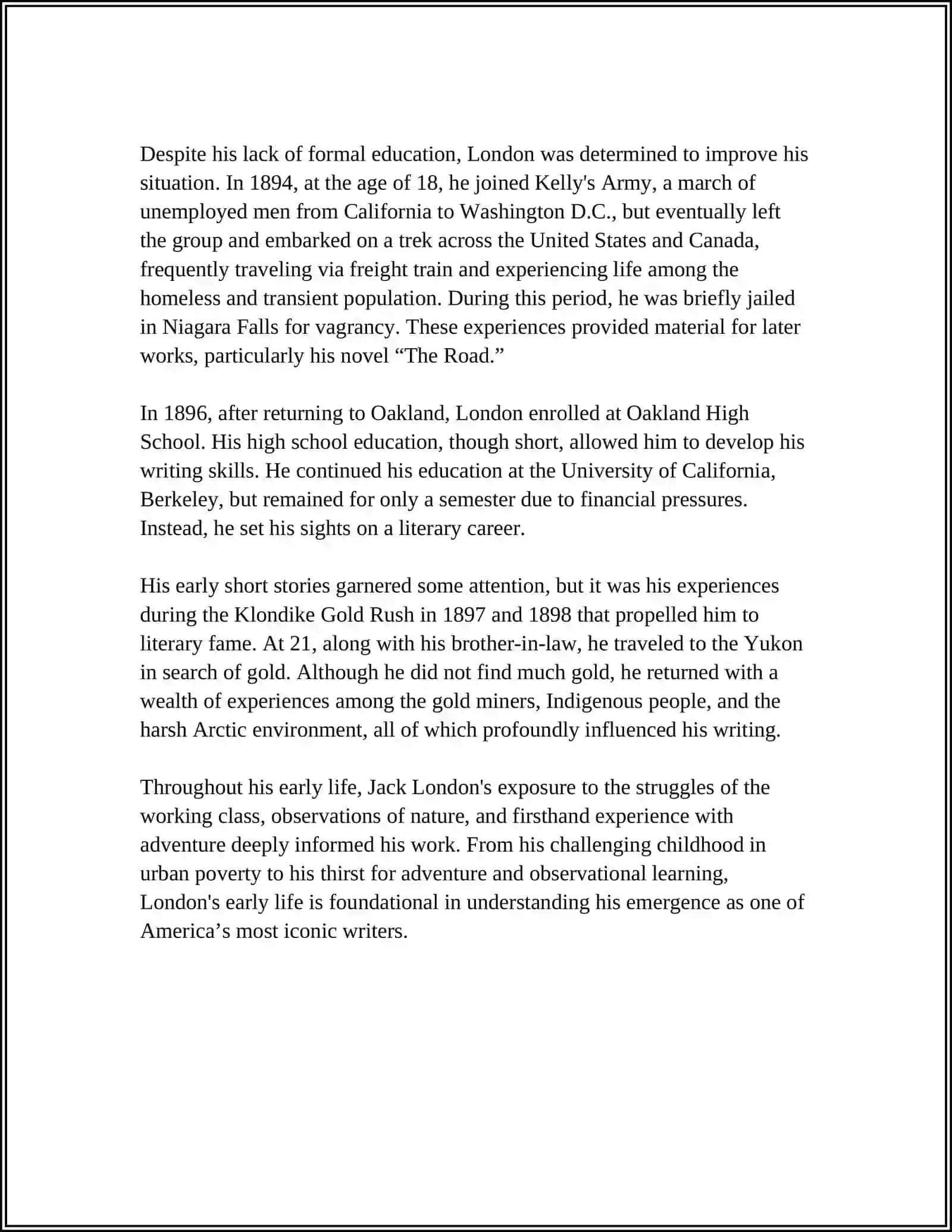 JACK LONDON LIFE AND BOOKS ALSO AT THE END WITH SNOSKA 4