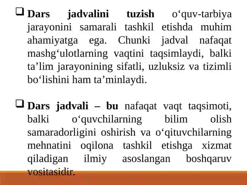 Dars jadvalini tuzishning metodik va me’yoriy talablari 4