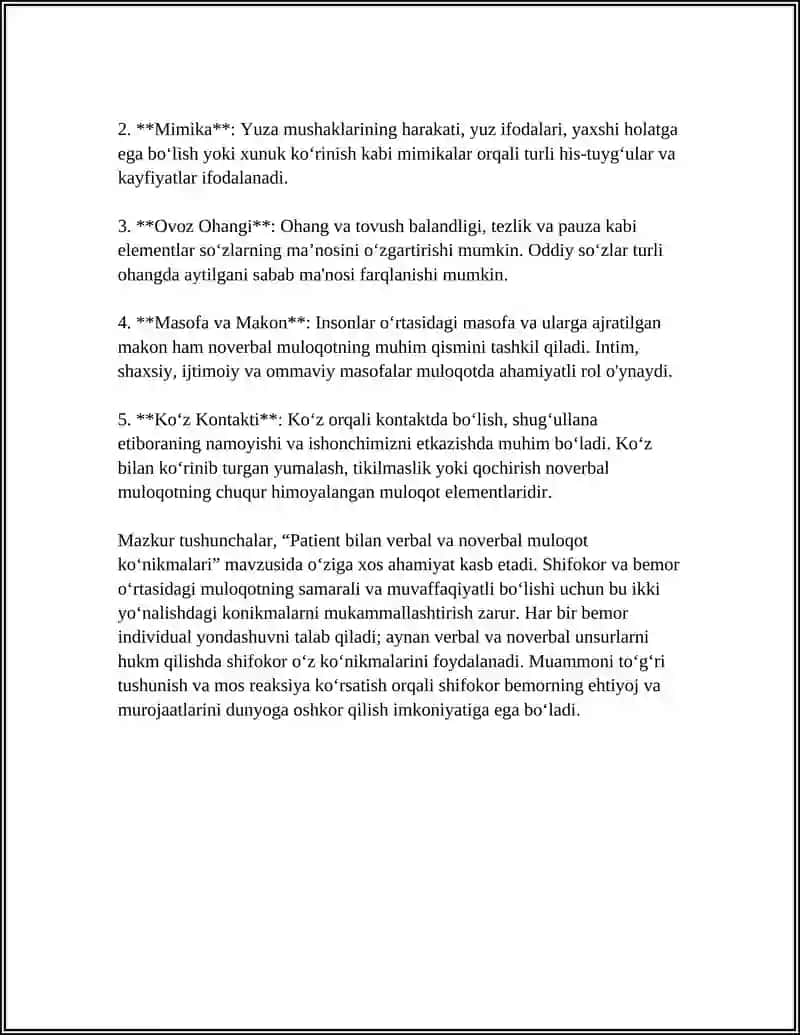 PATSIENT BILAN VERBAL VA NOBERBAL MULOQOT KO'NIKMALARI 4