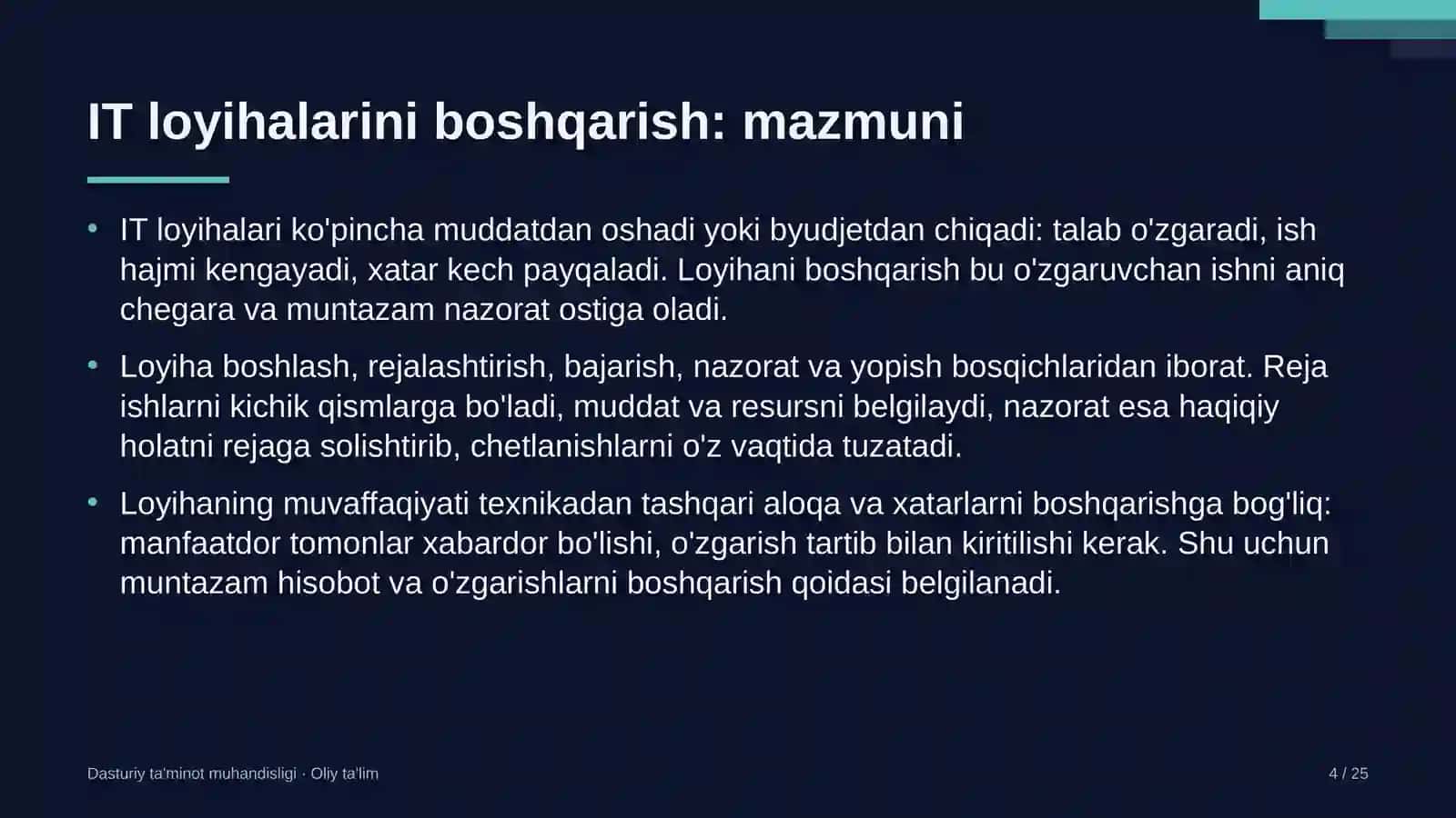 Baliqchilik xo'jaliklarida IT loyihalarini boshqarish 4