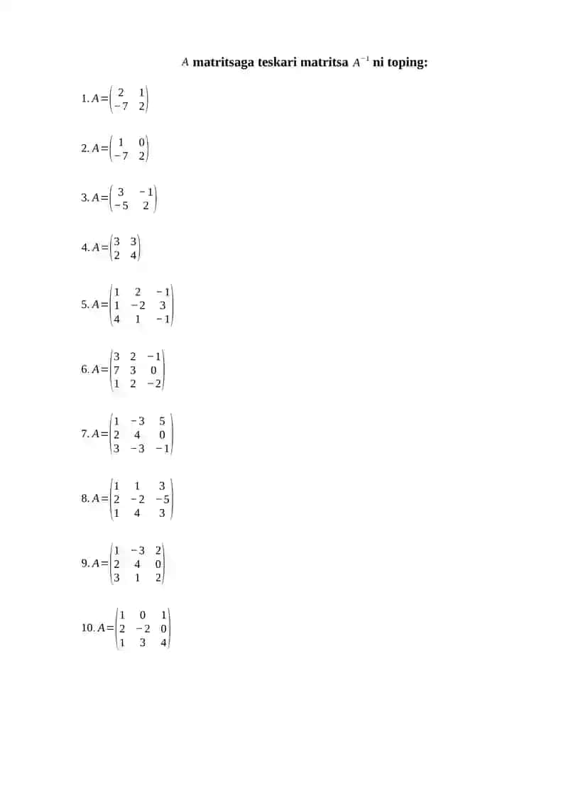 «Oliy matematika» fanidan  yakuniy nazorat savollari to‘plami. 4