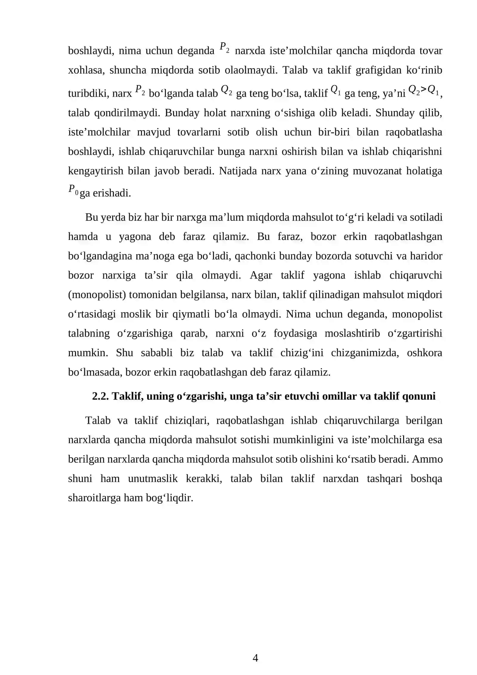 TALAB VA TAKLIF ASOSLARI 4