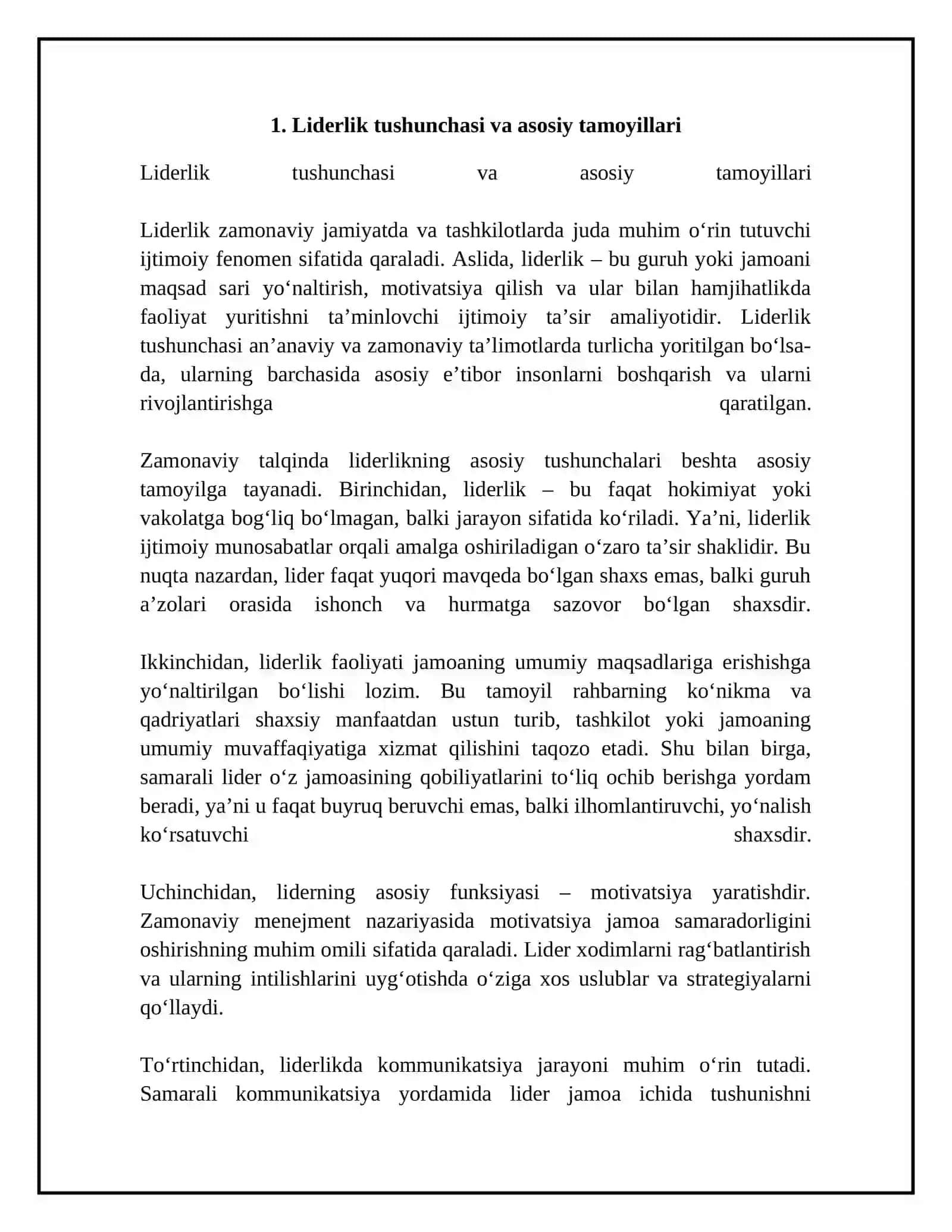 Liderlik va menejment:Zamonaviy Talqin 4