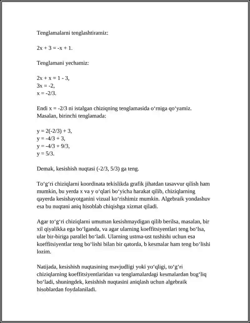 TOʻGʻRI CHIZIQLARNING OʻZARO JOYLAAGISHI 4