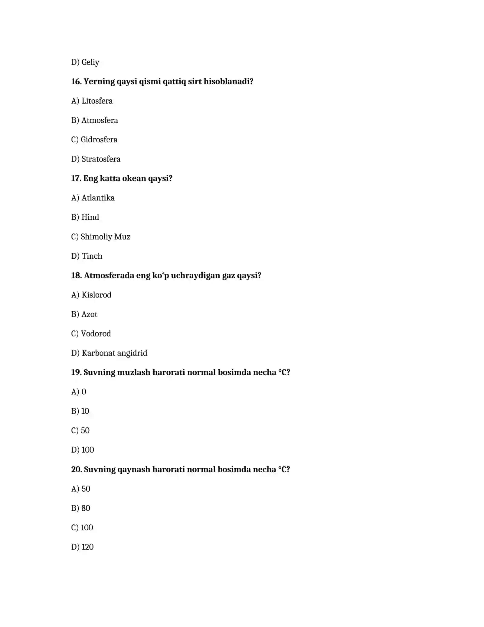 O‘QUVCHILAR UCHUN 100 TA TEST 4
