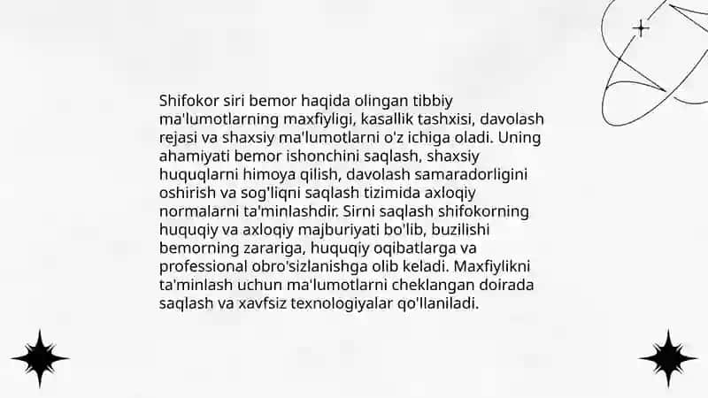 Tibbiyot deontologiyasi, shifokor siri,shifokor xatolari(yatrogeniya) 4