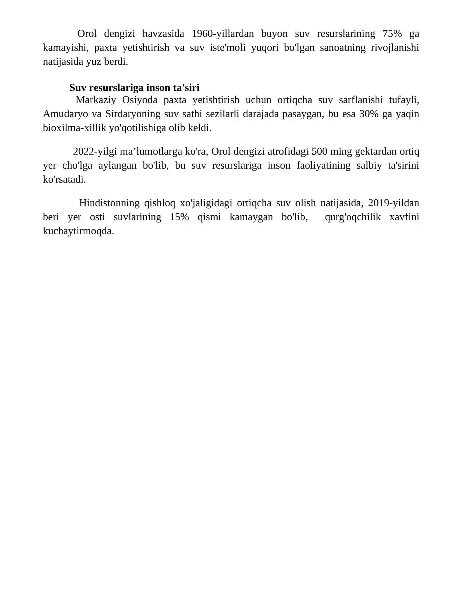 Insonning tabiiy resurslarga ta'sirini baholash 4