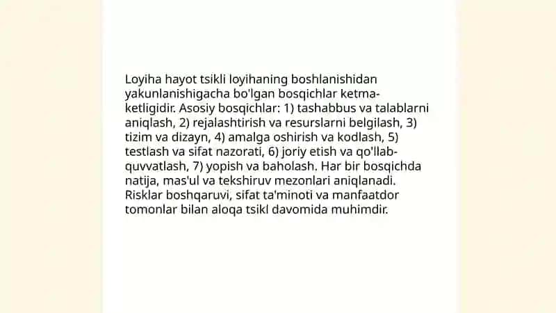 Loyiha texnologiyasi 4