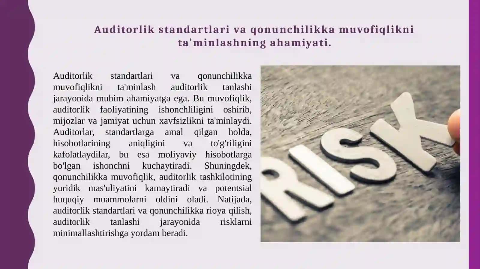 Auditorlik tanlаsh bilan bog‘liq risklar. 4