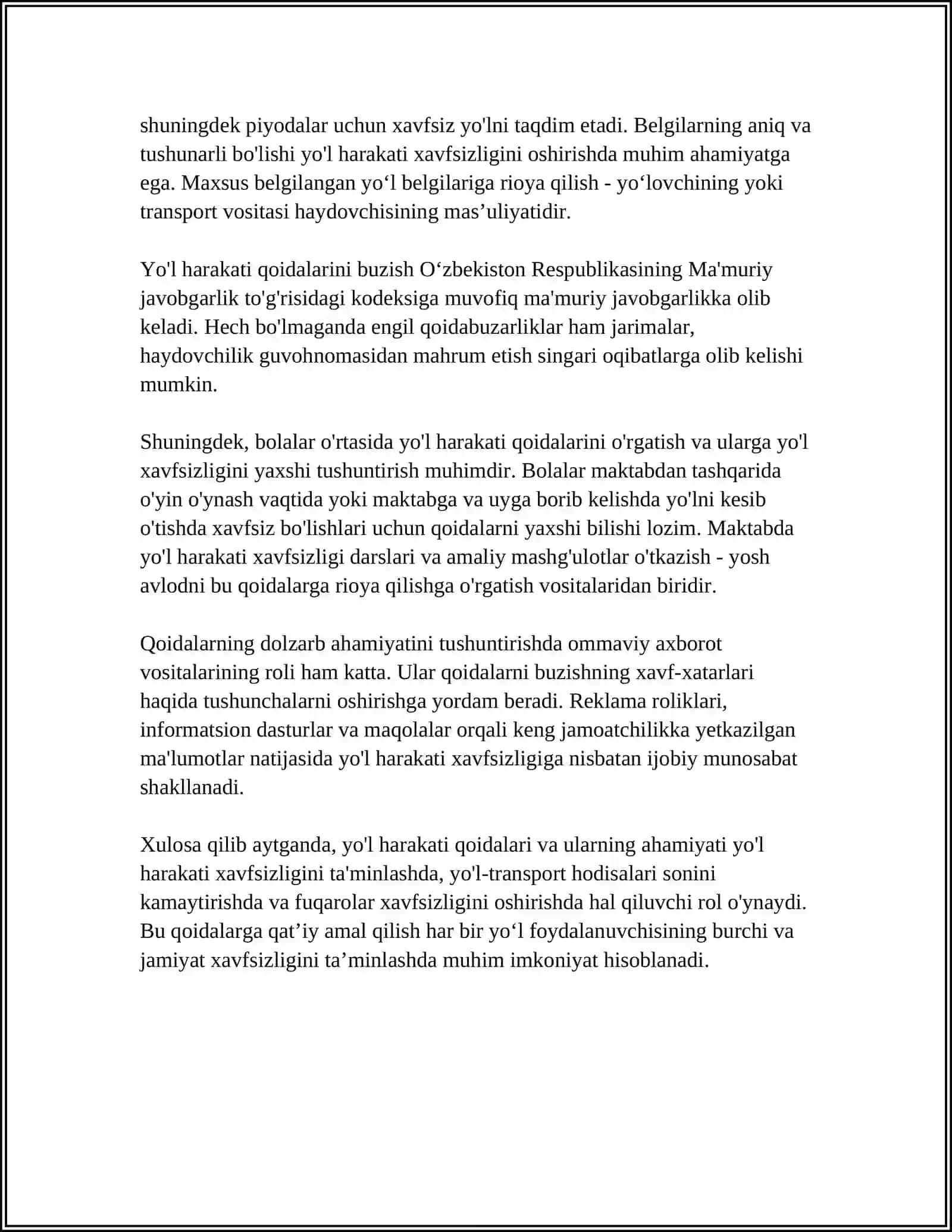 YO’L HARAKATI XAVFSIZLIGI 4