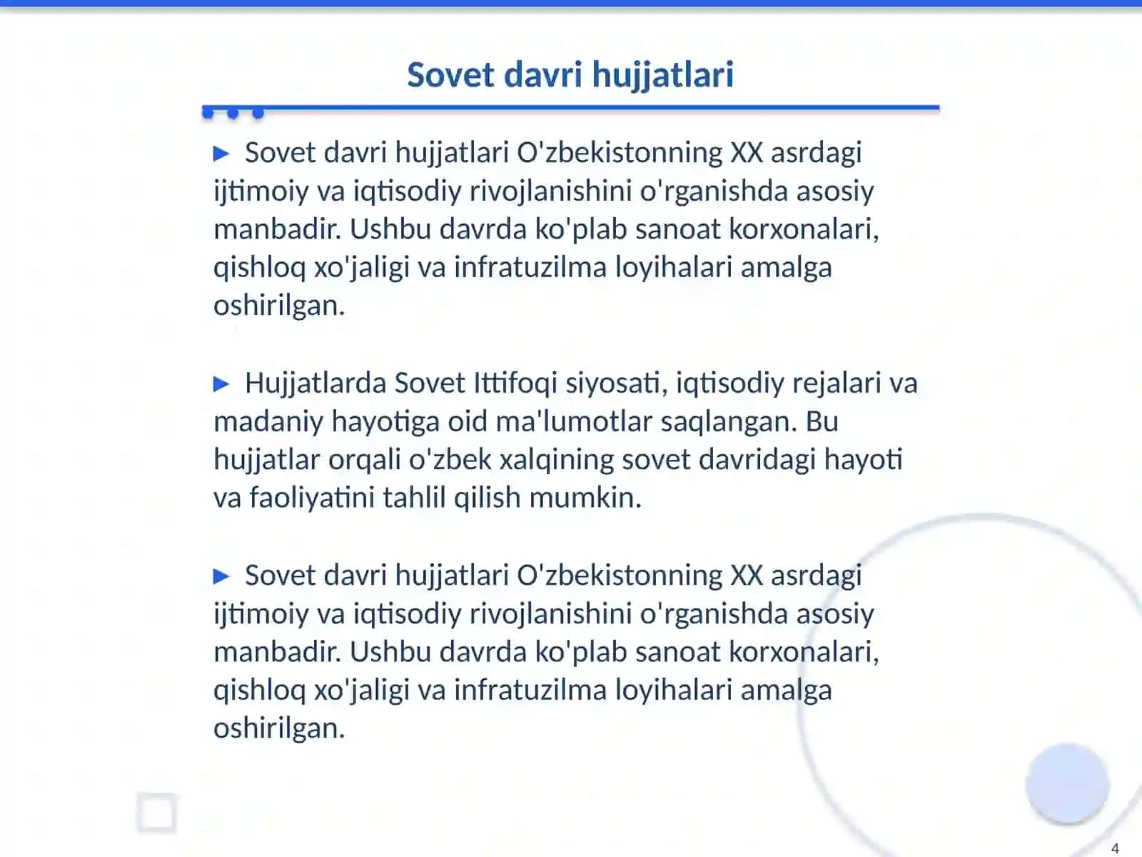 O’zbekistonning XX asr tarixiga oid manbalar 4