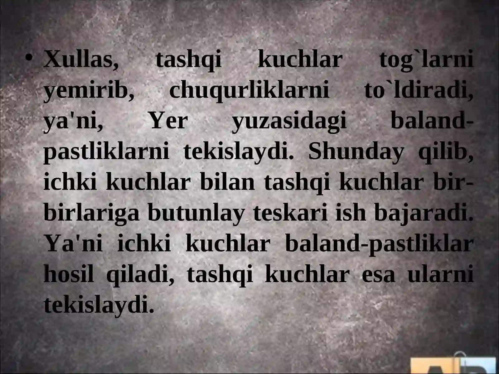 Yer yuzi relyefining asosiy shakillari 4