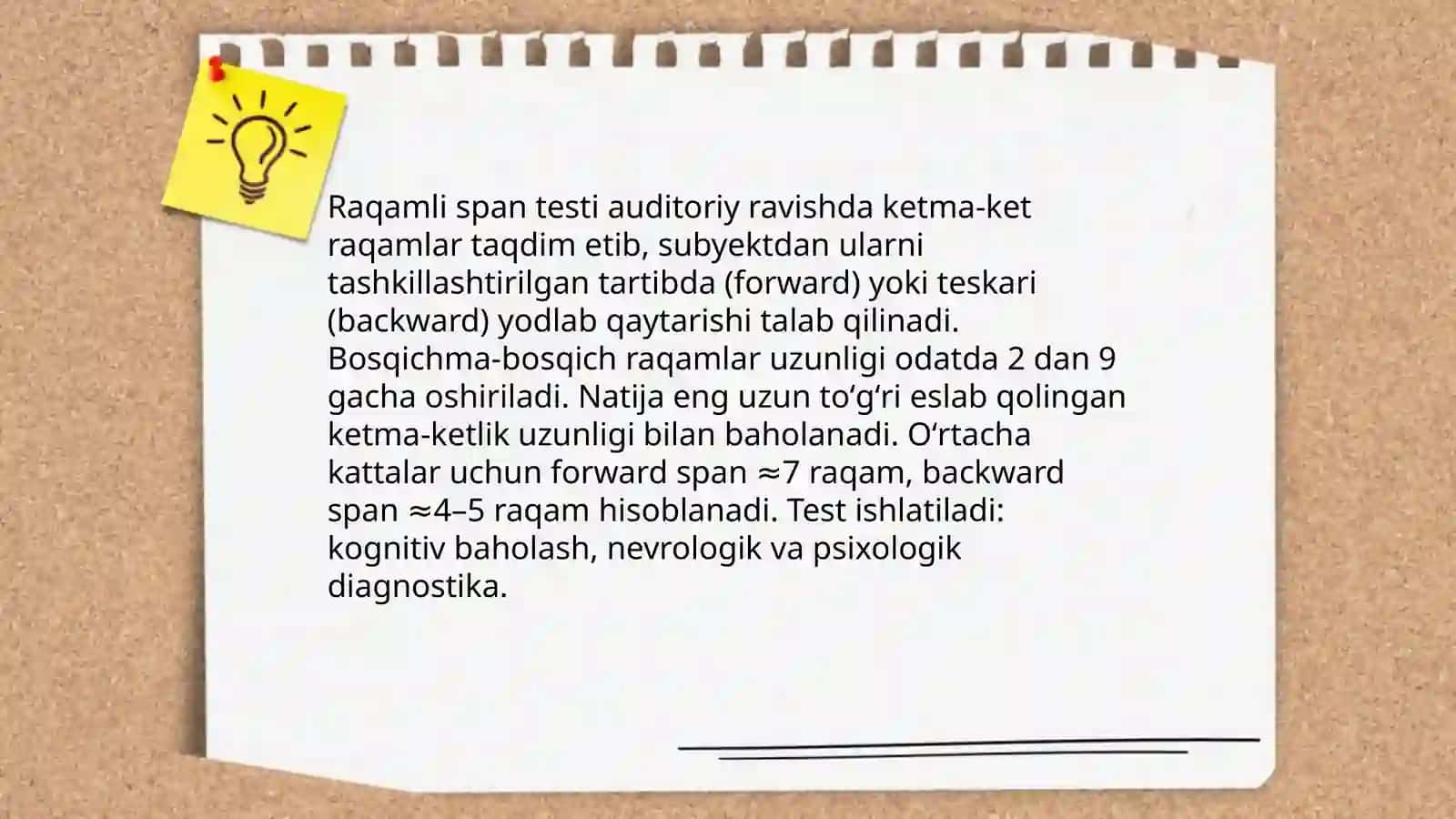 Operativ xotiraning hajmini oʻrganish va metodlari 4