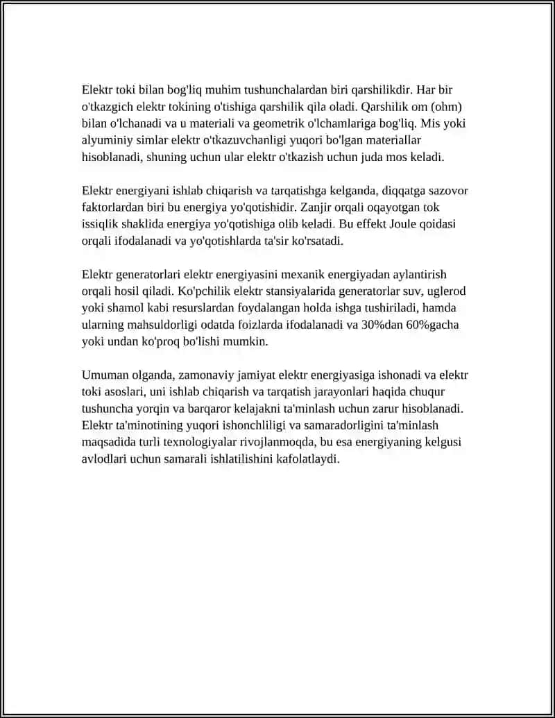 ELEKTR TOKI VA UNING SODDA ZANJIRLARI: OM QONULARI 4