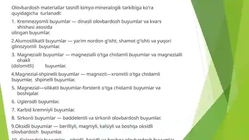 Olovbardosh va issiq bardosh materiallar (Marten pechi) 4