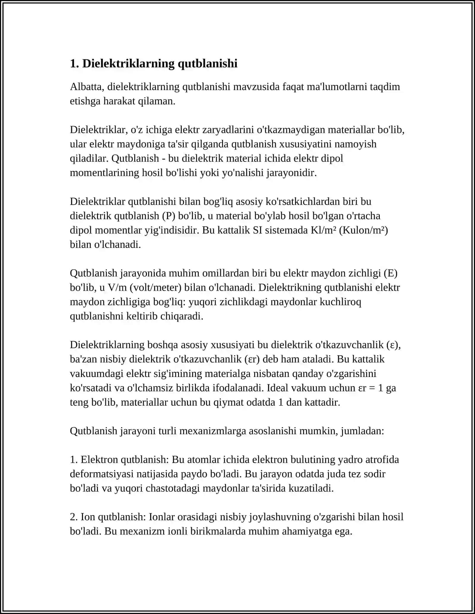 DIELEKTRIKLARNING QUTBLANISHI 4