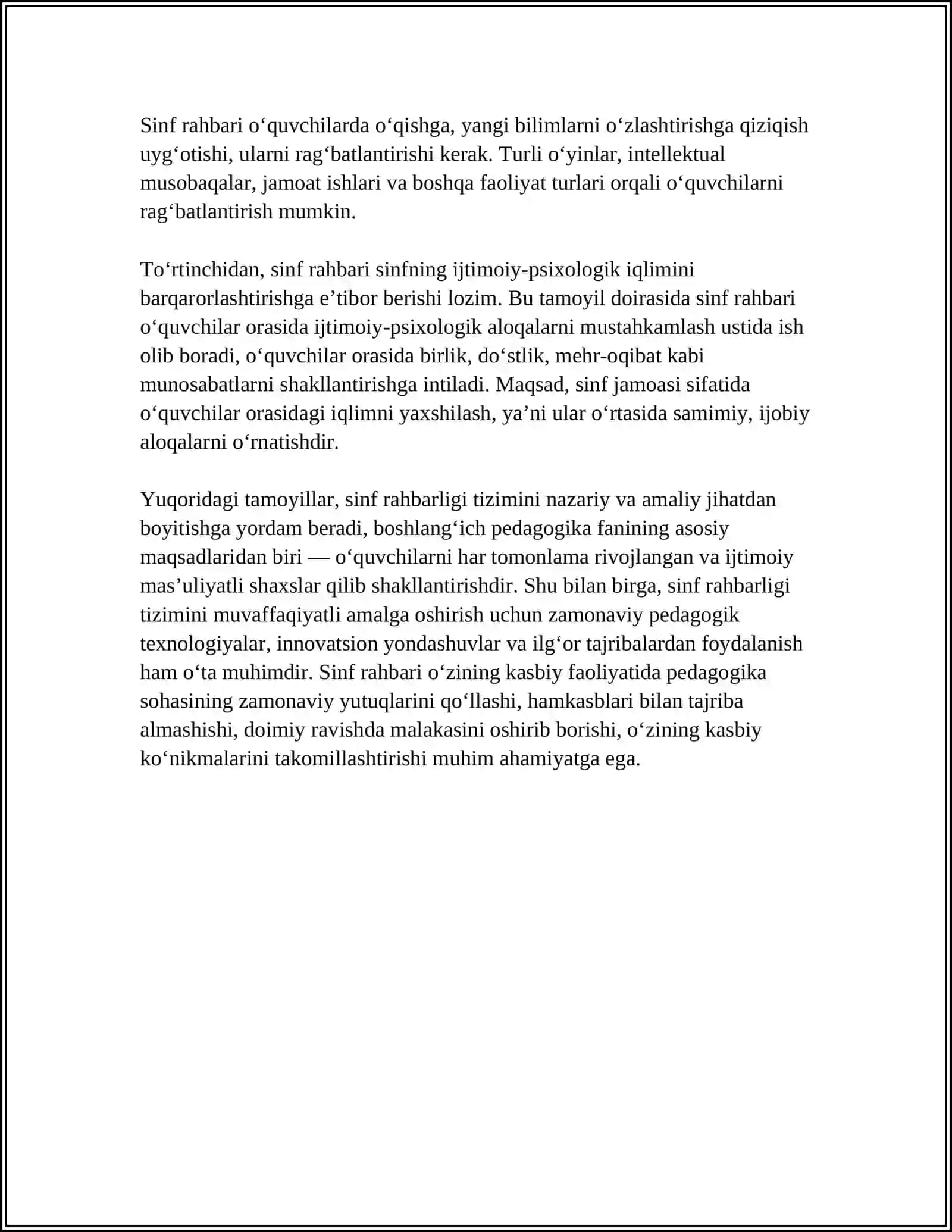 SINF RAHBARLIGI TIZIMI 4